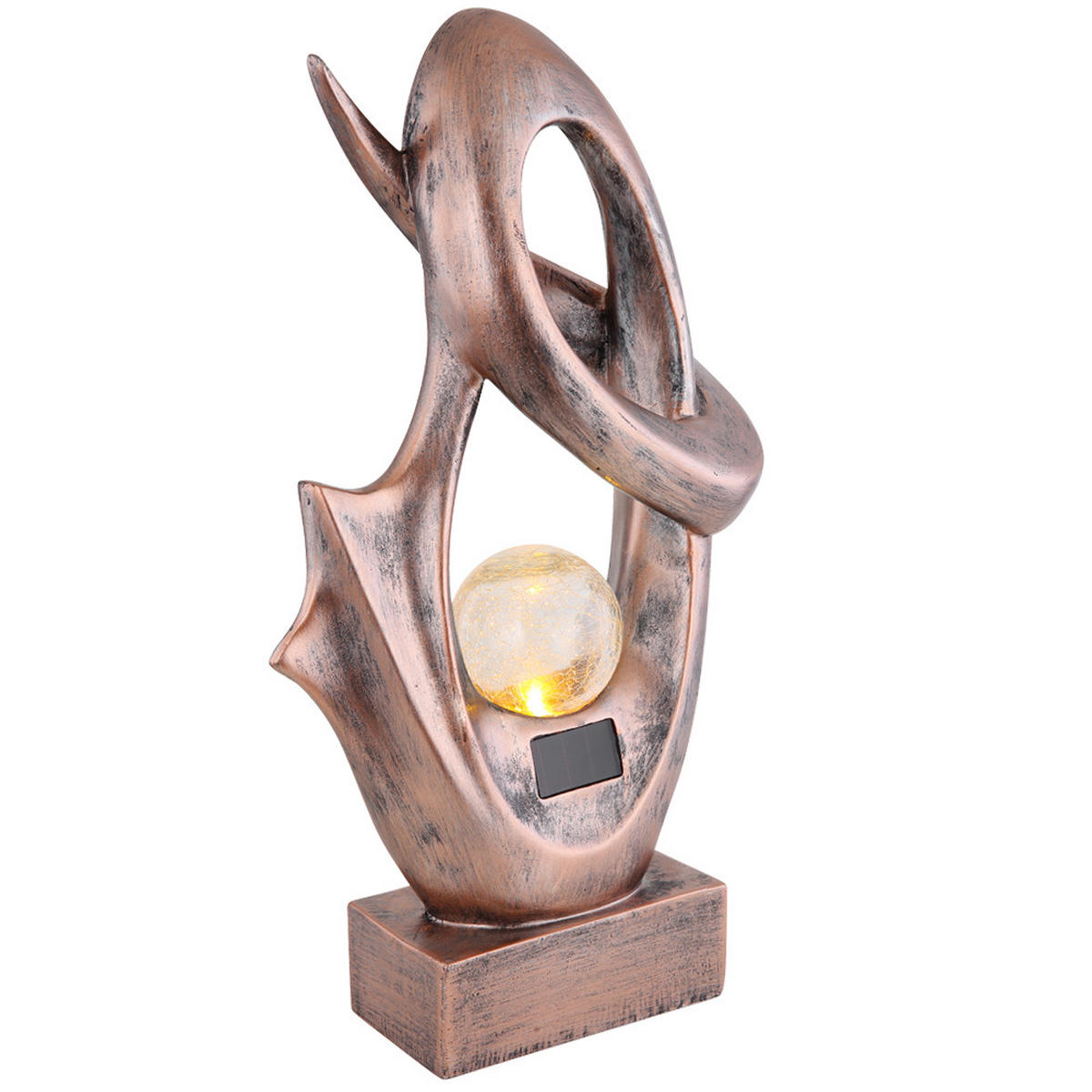 LED AUSSENLEUCHTE Feuereffekt Bronze Glas Crackle - Bronzefarben, Kunststoff (25.5/11/45cm)