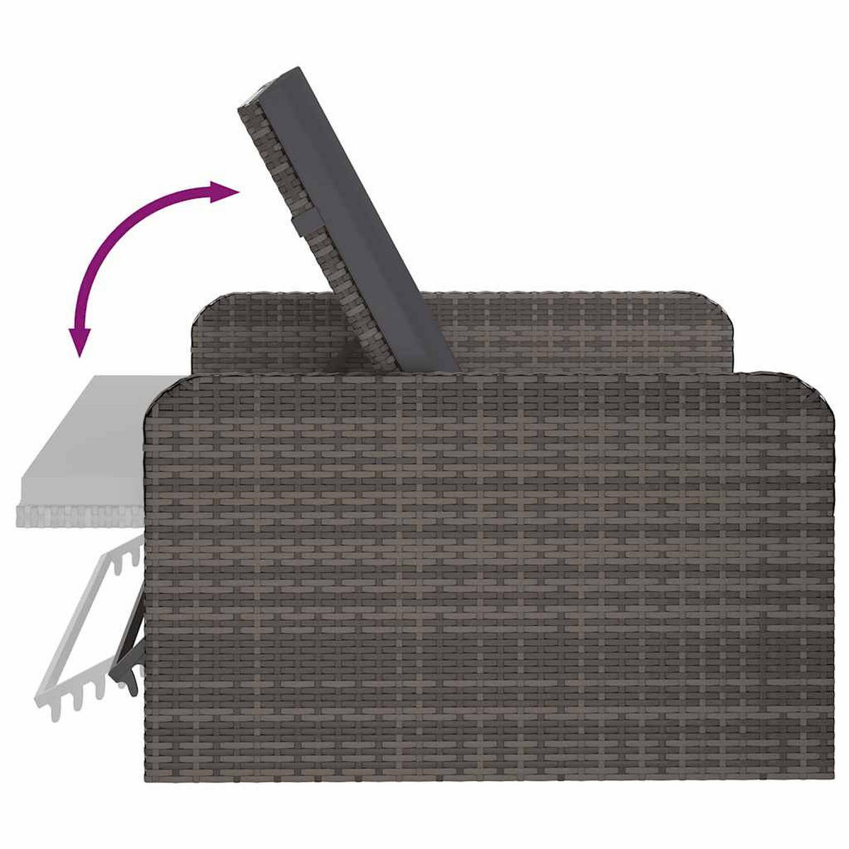 LOUNGEGARNITUR mit Auflagen und Kissenbox, aus Poly Rattan, Grau, 2-teiliges Set - Grau, Kunststoff/Textil - vidaXL