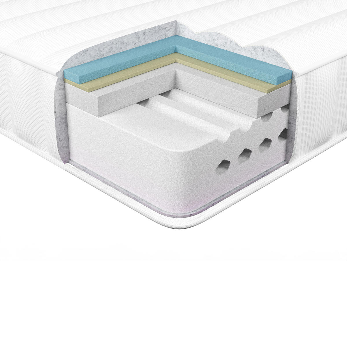 GEL-MEMORY-SCHAUMMATRATZE H3/4 Fest 180/200 cm Spongy - Weiß, Textil (180/200cm) - Beliani