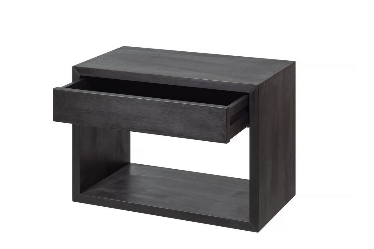 NACHTTISCH Hugo 2er Set, schwarze Birke, 30/55/39 cm - Schwarz, Holz (55/39/30cm) - WOODEK