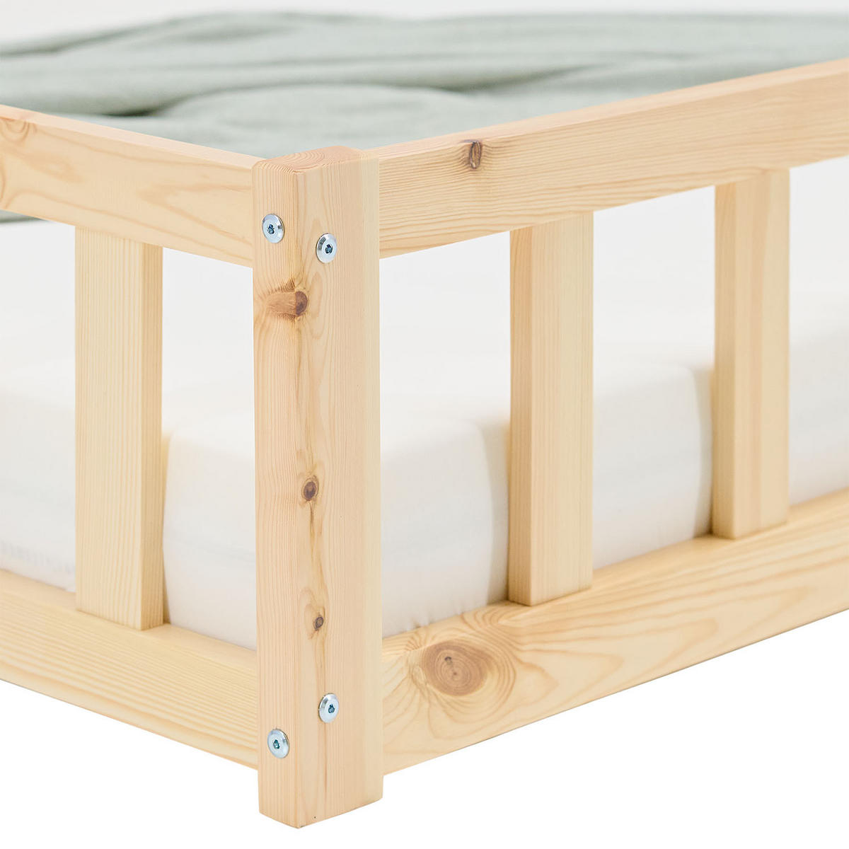 BODENBETT 120x200 cm Natur mit Lattenrost + Matratze - Naturfarben, Holz (90/200cm) - Homestyle4u