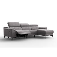 ECKSOFA FIERO 4-Sitzer RECHTS, Dunkelgrauer Veloursstoff - Dunkelgrau/Schwarz, Holz/Textil (288/170cm) - Courtois Laville