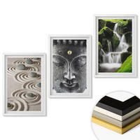 WANDBILDER 3er-Set - 40x60 cm Weißer Rahmen - Der Frieden der Steine des Buda Zen-Wasserfalls - Weiß, Kunststoff (40/60cm) - ArtPrintCave