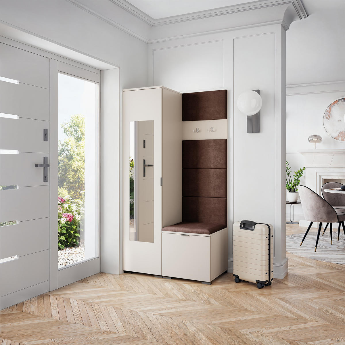 GARDEROBENSCHRANK VIRA 95/181/51 cm Modern Garderobe-Set Kaschmir - Kaschmir/Braun, Holzwerkstoff (95/181/51cm) - MASSENO