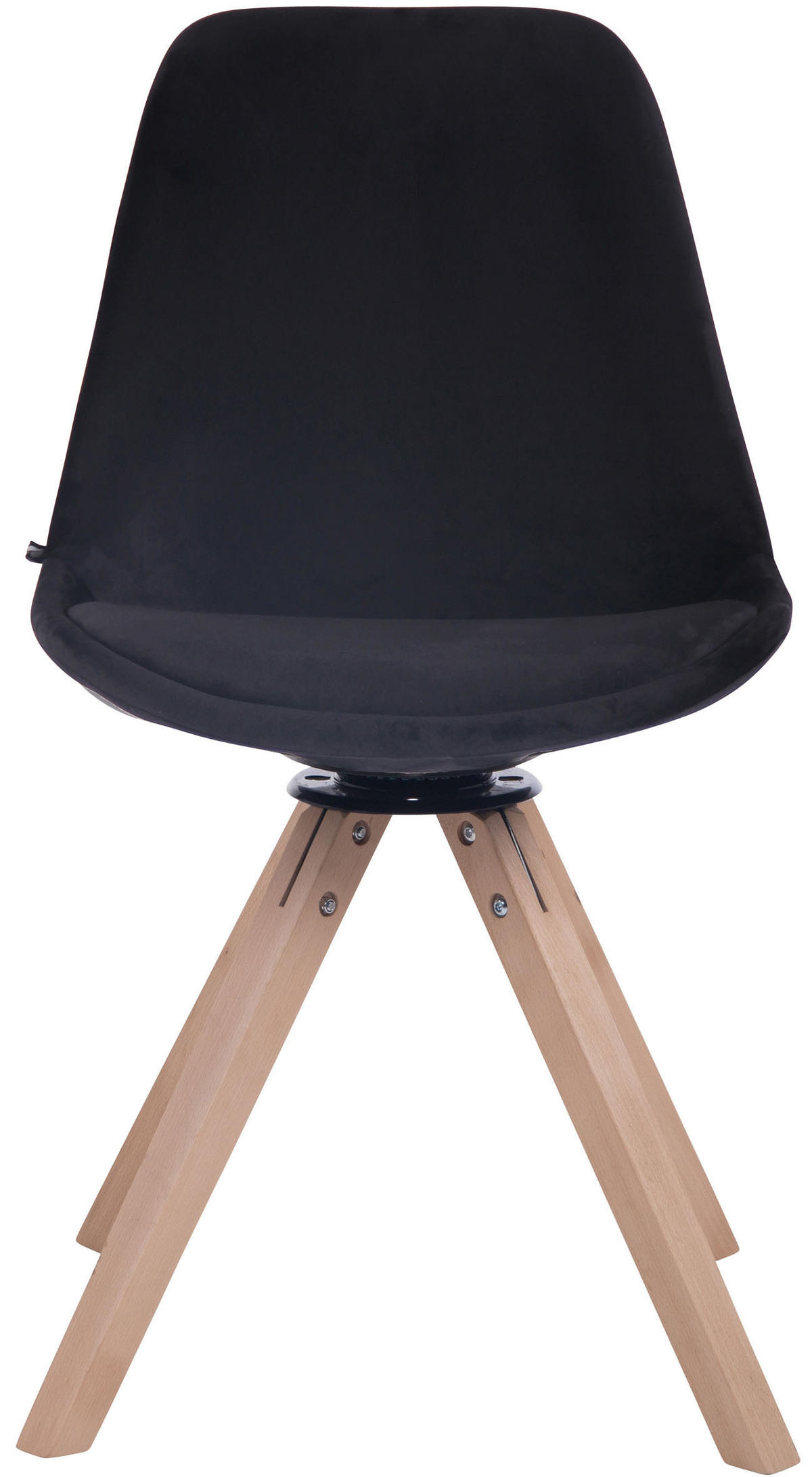 ESSZIMMERSTUHL Troll Samt, Gestell Buchenholz Square Natura Schwarz - Schwarz/Naturfarben, Holz/Buchenholz (48/84/56cm) - TPFLiving