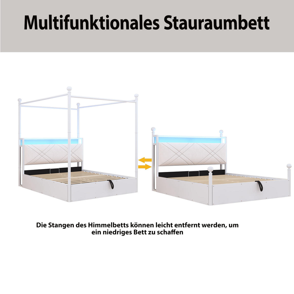 POLSTERBETT 90/190 cm Weiß mit LED-Beleuchtung, 2 Schubladen und USB-/Typ-C - Weiß, Holz (90/190cm) - Oxeza