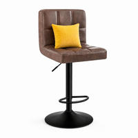 BARHOCKER mit Rückenlehne und Armlehnen, 360° drehbar, höhenverstellbar, dunkelbraun - Dunkelbraun, Metall (44/114/38cm) - MIVRAY