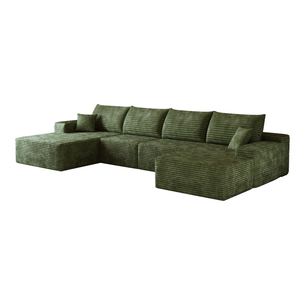 WOHNLANDSCHAFT DE-34857 U-Form 3-Sitzer Chaiselongue links Grün - Grün, Textil (175/83/270cm) - ComfortXL