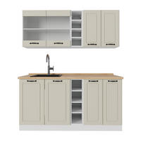 SINGLEKÜCHE R-Line, Sand Landhaus/Weiß, 160 cm Arbeitsplatte Goldkraft Eiche - Beige/Weiß, Holzwerkstoff (160/81.6/60cm) - Vicco