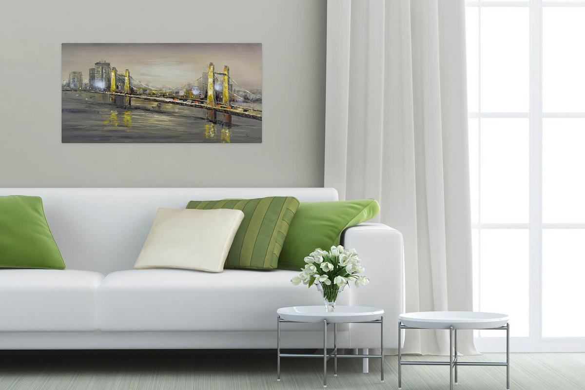 OLEJOMAĽBA 100/50 cm, Mesto a architektúra - sivá, drevo/textil (100/50cm) - KUNSTLOFT