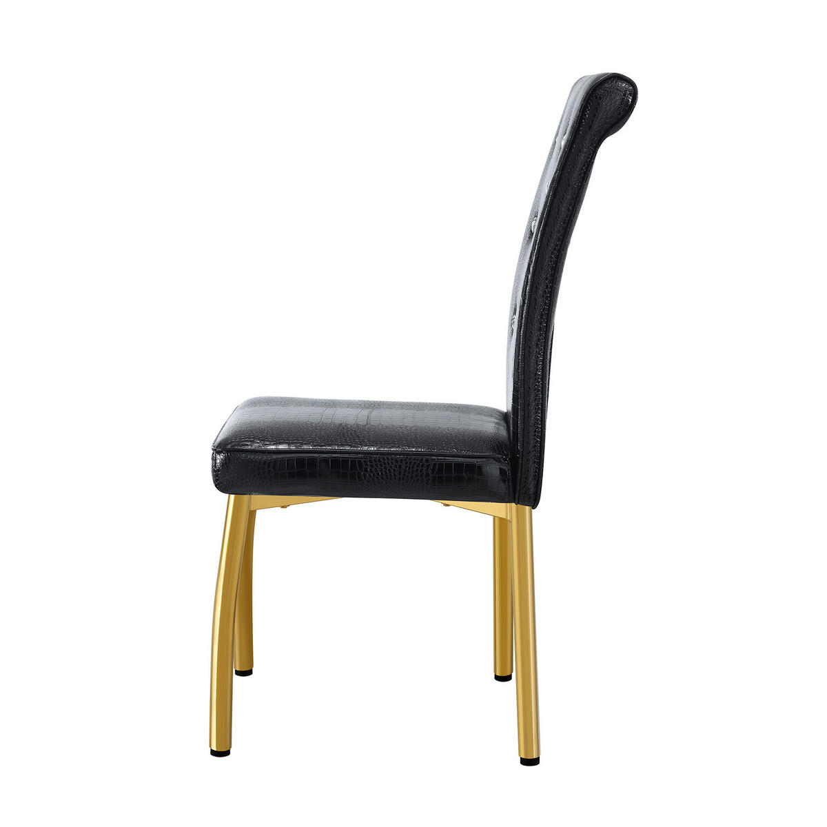 ESSZIMMERSTUHL 2er-Set, Krokodiloptik, Kunstleder, Gold - Schwarz, Kunststoff (42/101/61.5cm)
