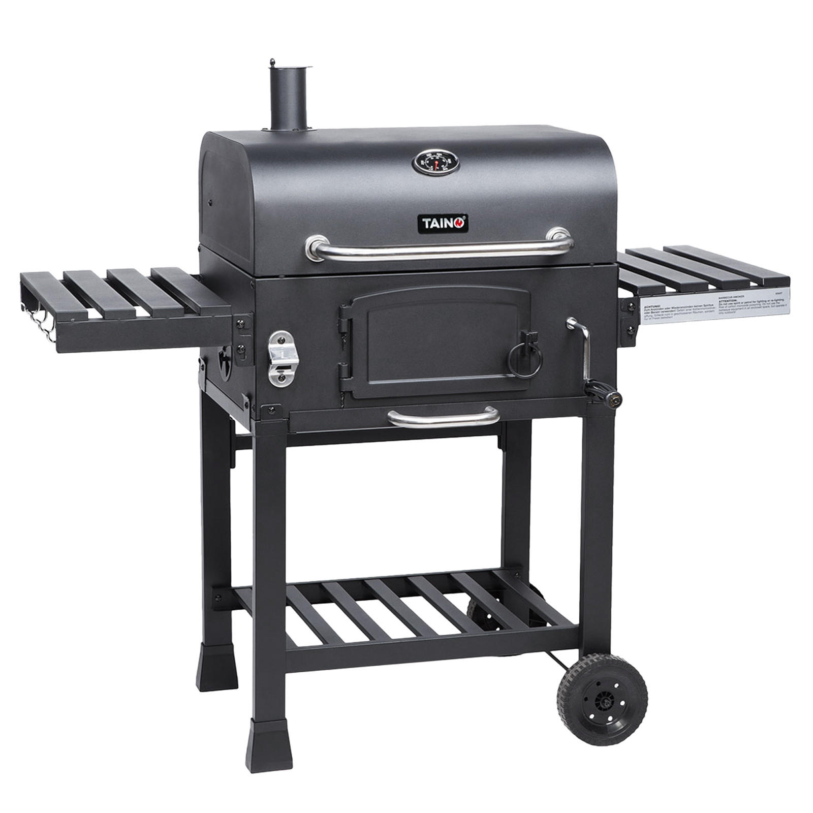 HOLZKOHLEGRILL und Smoker HERO XL - Schwarz, Metall (124/114/66cm) - TAINO