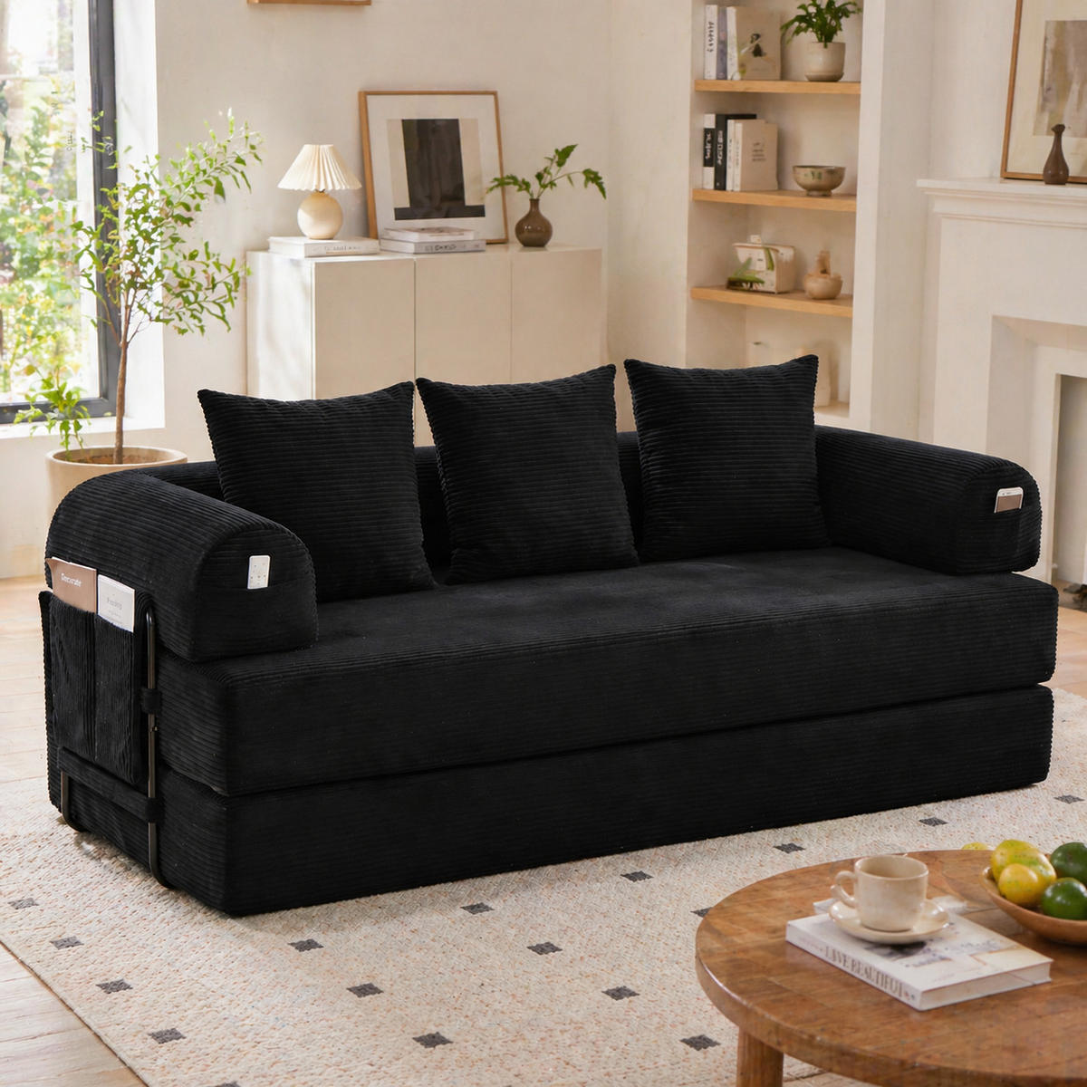 SCHLAFSOFA 200/94/67 cm Schwarz - Schwarz, Textil (94/67/200cm)