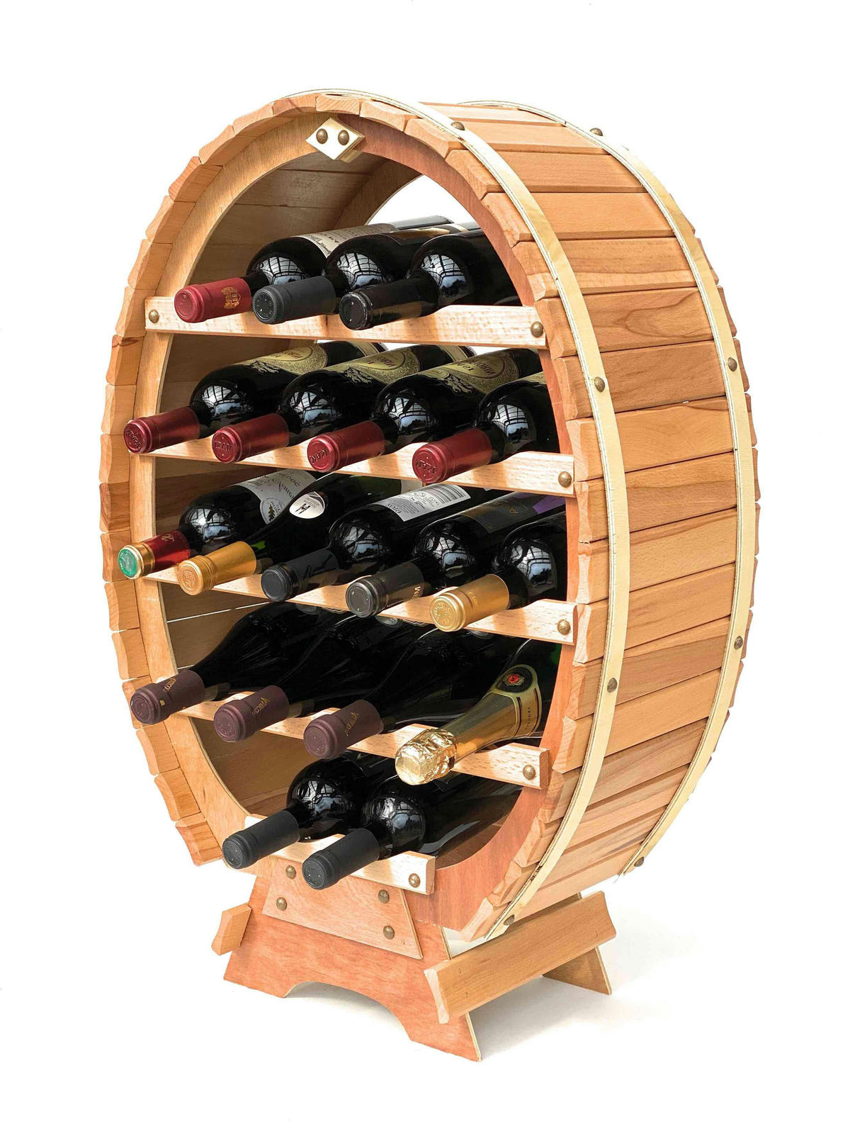 WEINREGAL für 18 Flaschen Holz Stehend 77 cm - Braun, Holz (53/77/24cm) - DanDiBo