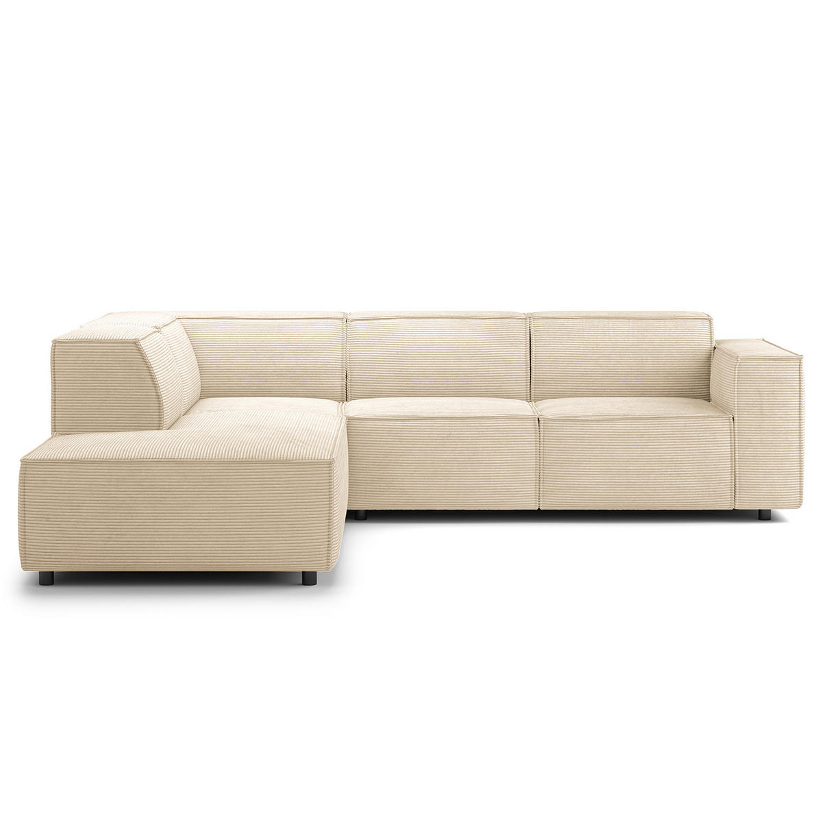 ECKSOFA mit Ottomane - Beige/Schwarz, Kunststoff/Textil (260/234cm) - home24