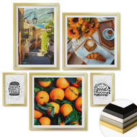 WANDBILDER 5er Set - 50x50 cm & 20x30 cm & 40x60 cm Goldrahmen - Juicy Oranges Kitchen - Goldfarben, Kunststoff (40/60cm) - ArtPrintCave