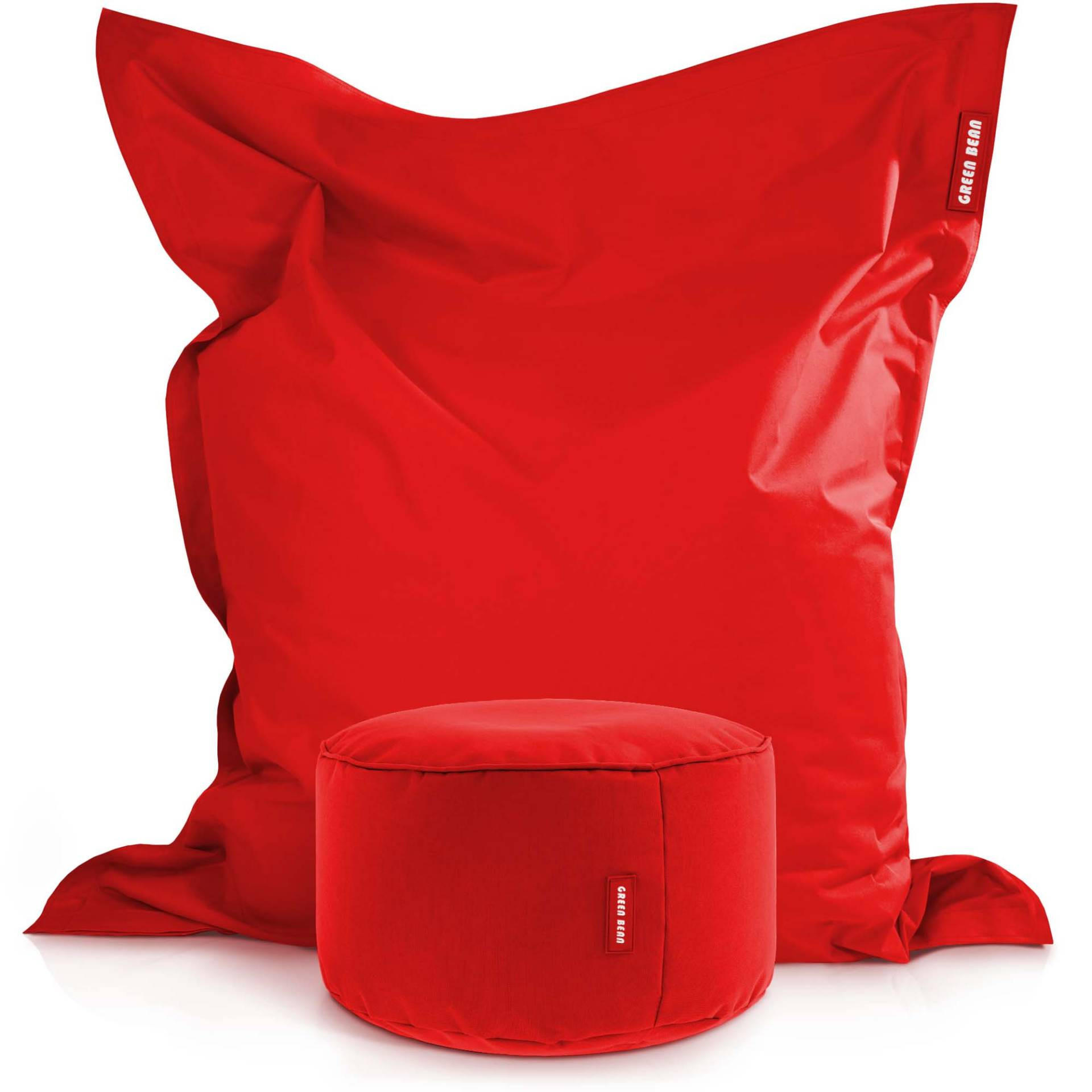 XXL-SITZSACK + Pouf 2er Set - 140x180cm - Rot, Textil (140/25/180cm) - Green Bean