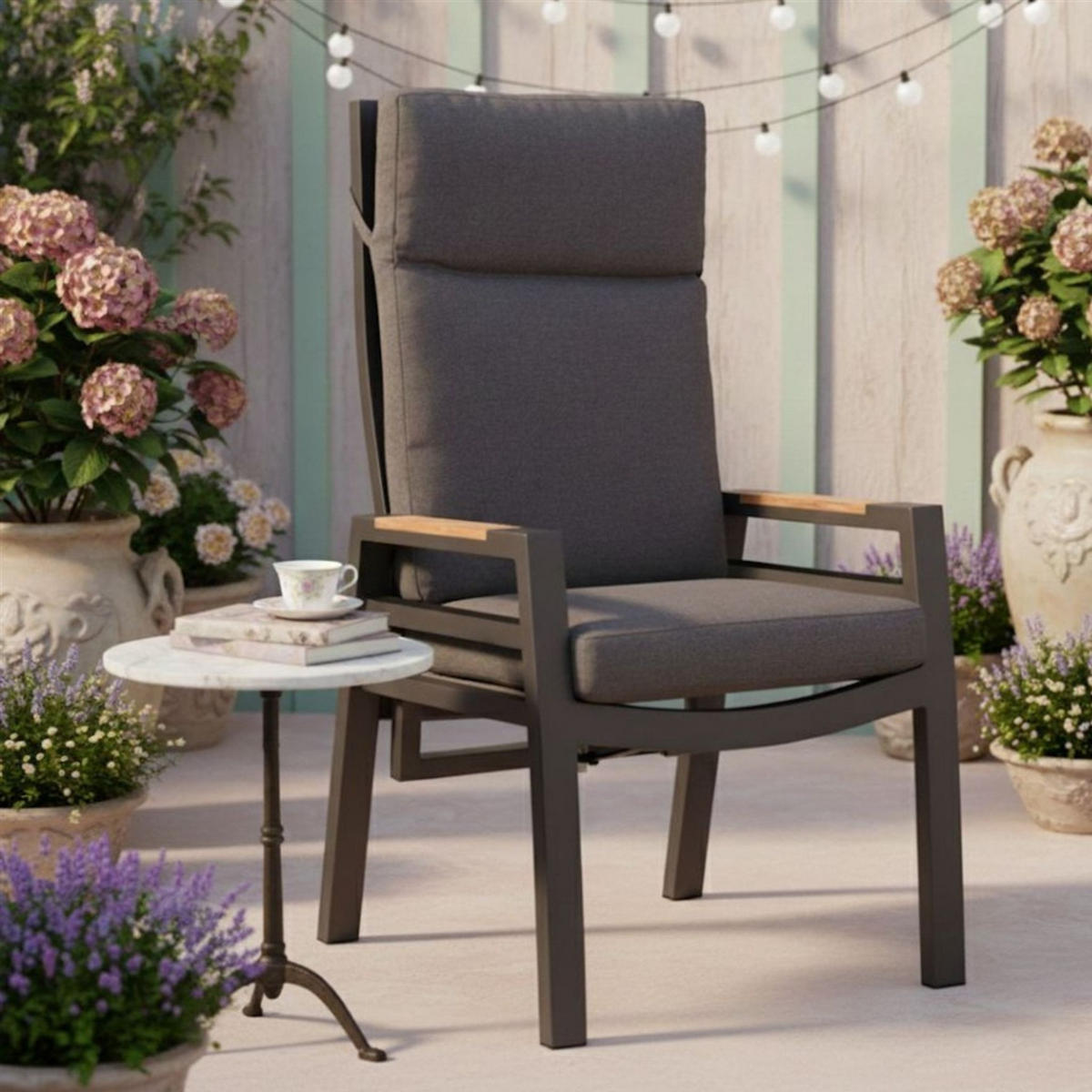 GARTENSTUHL Sevilla - Grau, Holz/Textil (60/122/62cm) - Mr. Deko