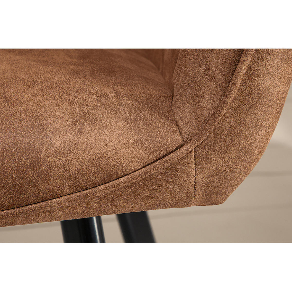 STUHL PALERMO Microfaser Hellbraun - Hellbraun/Schwarz, Textil/Metall (57/84/46cm) - riess-ambiente