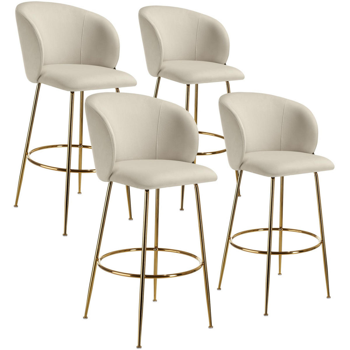 BARSTUHL Luana,51 x 60 x 106 cm, Belastbarkeit 120 kg,creme/gold - Goldfarben/Creme, Kunststoff/Textil (51/106/60cm) - tectake