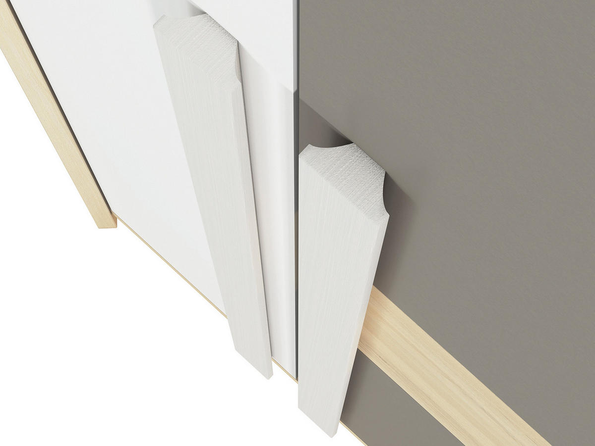 ECKSCHRANK Drop Fjord Buche / weiß / grau 82 / 82 / 199cm - Multicolor/Braun, Holz/Holzwerkstoff (82/199/82cm) - Feldmann-Wohnen