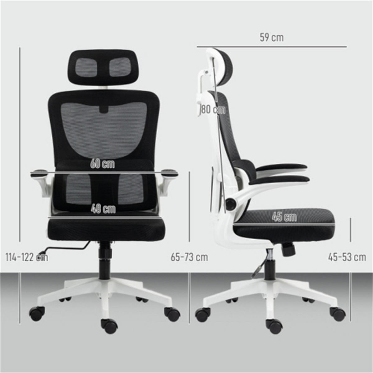 DREHSTUHL Ergonomisch Schwarz, höhenverstellbar & drehbar, Metall-Mesh-Bezug, 60 x 59 x 122 cm - Schwarz, Kunststoff (60/122/59cm) - Albatros