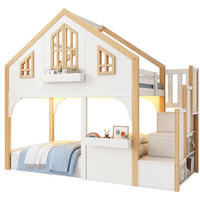 HOCHBETT 90 x 200 cm Weiß mit LED und Stauraumtreppe ohne Matratze - Weiß, Holz (90/200cm) - MIVRAY