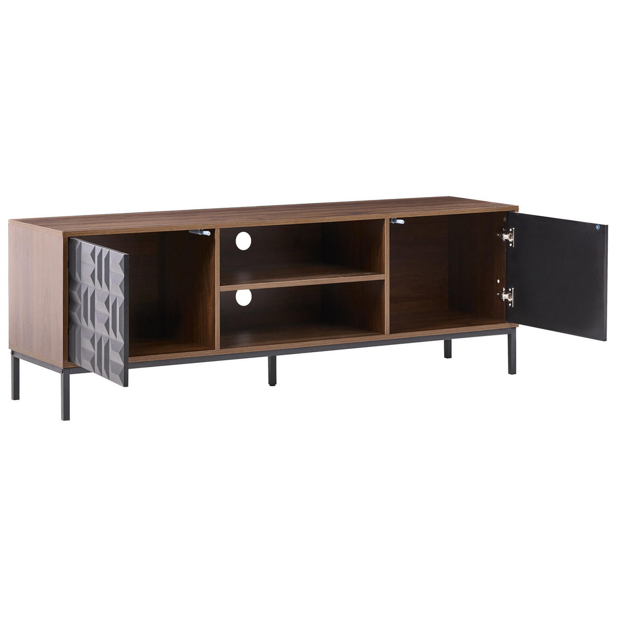 TV-MÖBEL Dunkelbraun Caraquet - Schwarz/Braun, Holzwerkstoff (160/54/40cm) - Beliani