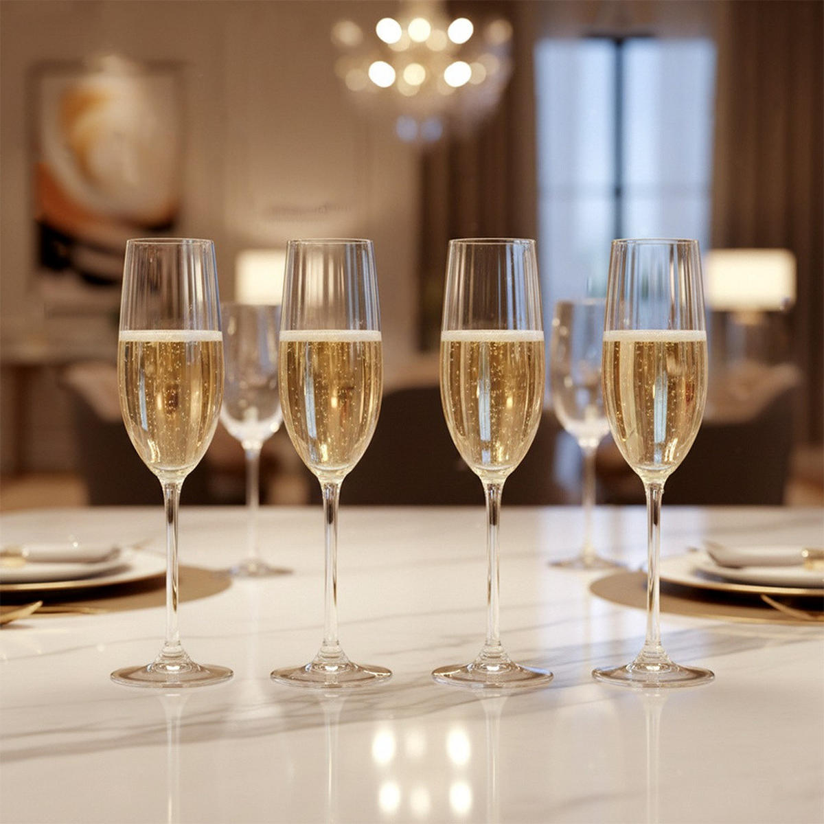 CHAMPAGNERGLÄSER 4er-Set Transparent 210 ml 4,5/4,5/23 cm - Transparent, Glas - Excellent Houseware