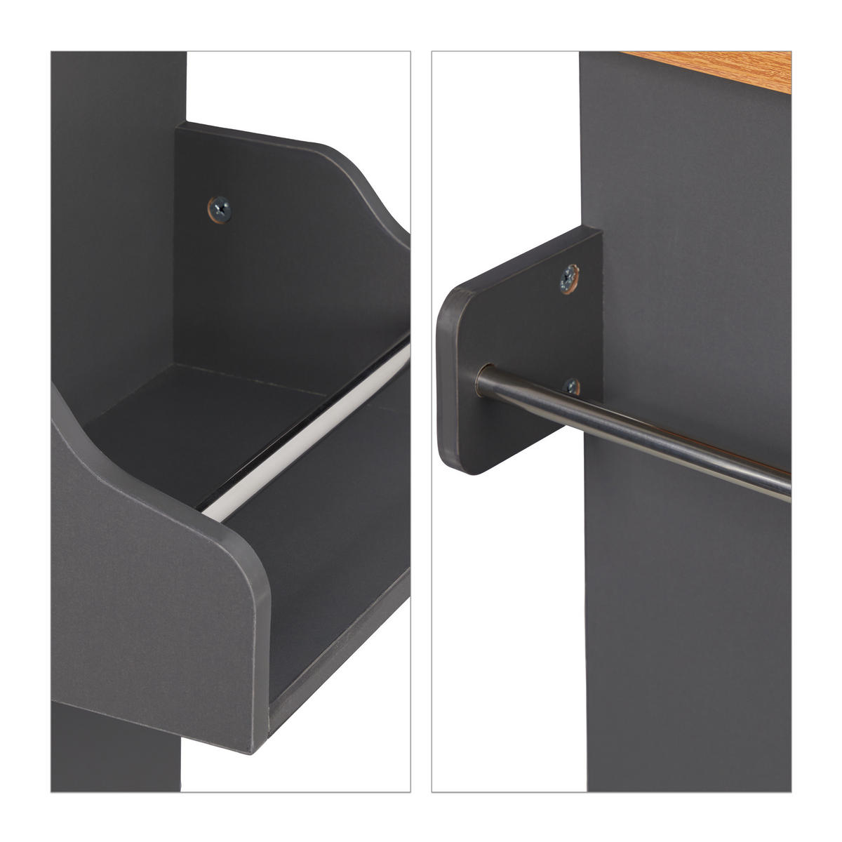 KÜCHENWAGEN - Anthrazit, Holzwerkstoff/Metall (114/90/39.5cm) - Relaxdays