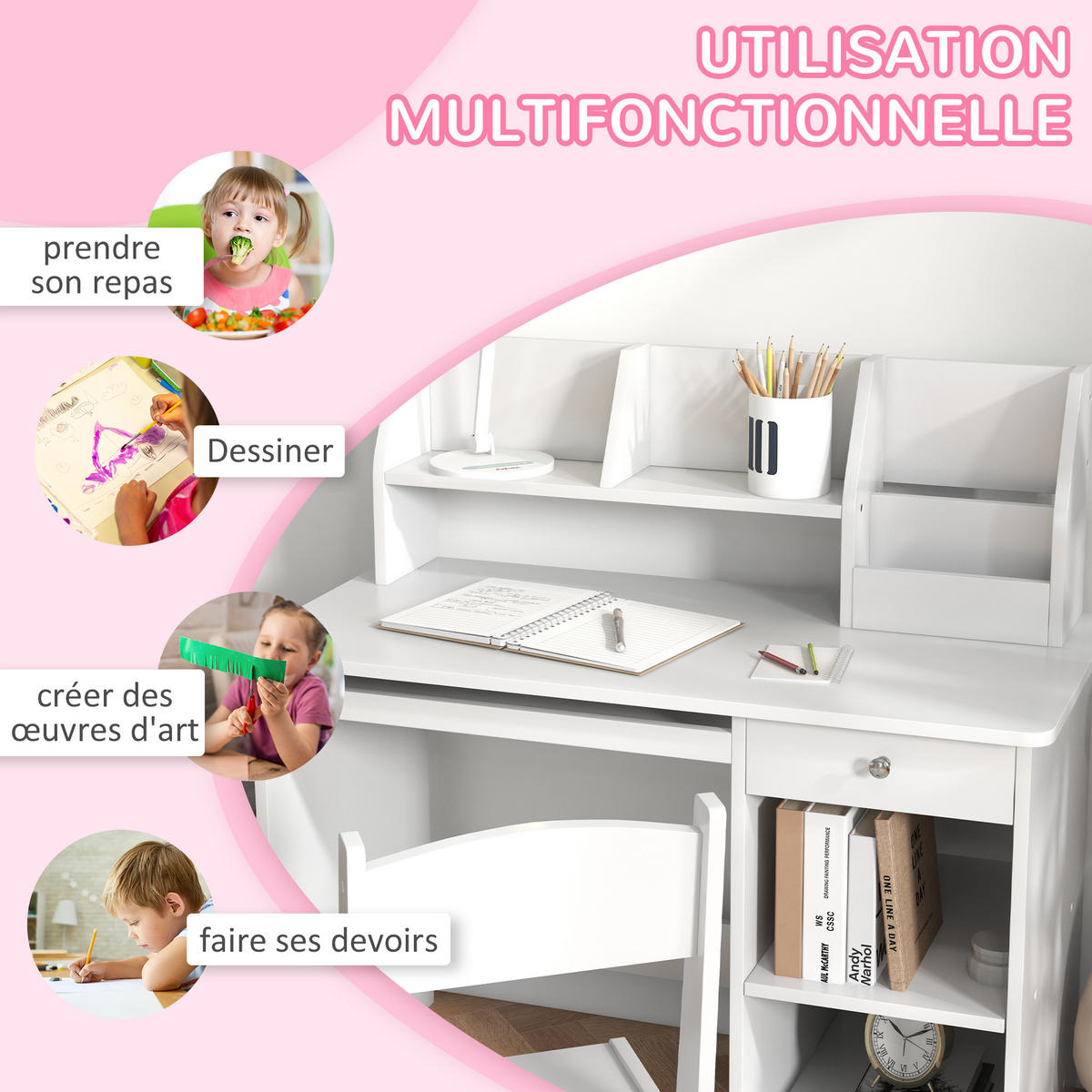 SCHREIBTISCH-SET DE-17508 Weiß - Weiß, Holzwerkstoff (90/90/45cm) - ComfortXL