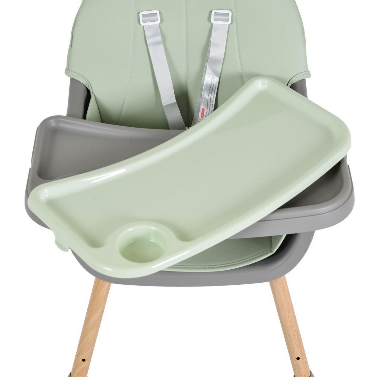 HOCHSTUHL Biscotti 2 in 1 grün Kinderstuhl Anti-Rutsch-Füße Doppeltablett - Grün, Kunststoff (64/94/64cm) - Moni