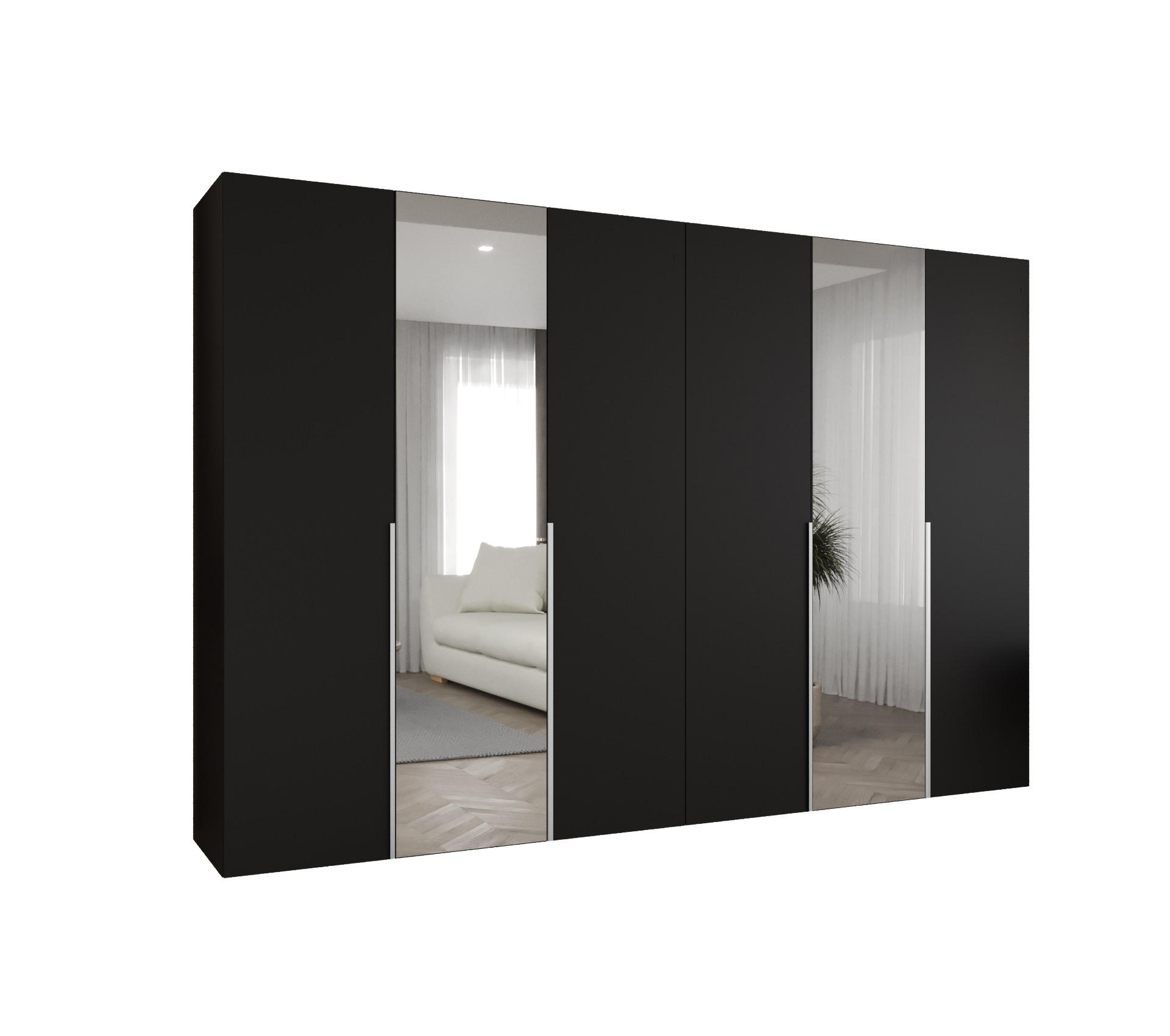 DREHTÜRENSCHRANK 202/300/52 6-türig - Kaschmir/Schwarz, Holz (300/202/52cm) - Abiks Möbel