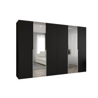 DREHTÜRENSCHRANK 202/300/52 6-türig - Kaschmir/Schwarz, Holz (300/202/52cm) - Abiks Möbel