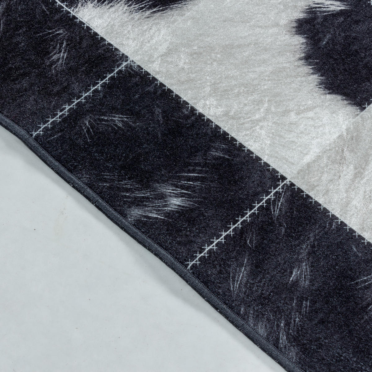 TEPPICH Waschbar Flachgewebe Patchwork Design Polyester Wohnzimmer Schwarz Rechteckig 200x290 - Schwarz, Textil (200/290cm) - KADIMA DESIGN