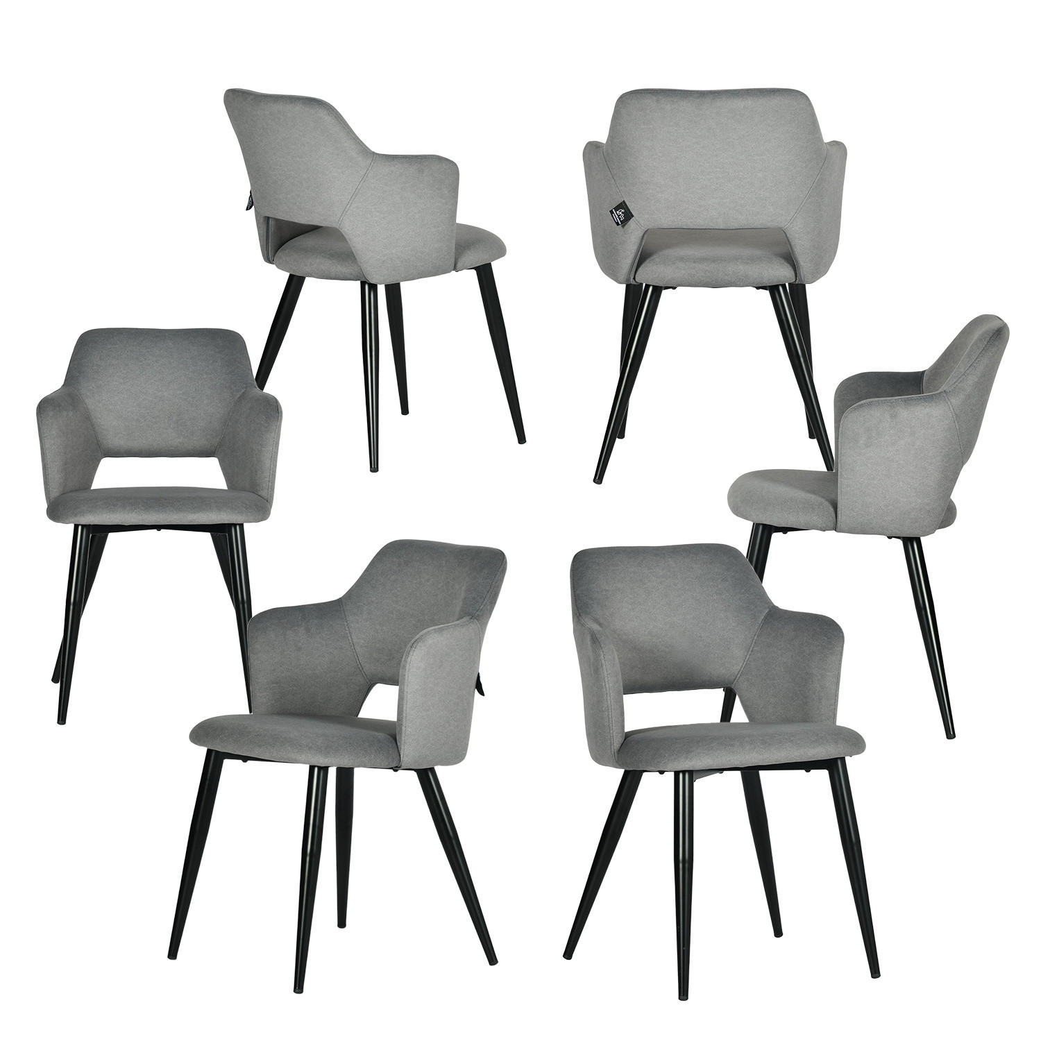 ESSZIMMERSTUHL 6er Set Haustierfreundlich in Grau - Grau, Textil/Metall (63/78.5/55cm) - Meubles Cosy