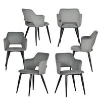ESSZIMMERSTUHL 6er Set Haustierfreundlich in Grau - Grau, Textil/Metall (63/78.5/55cm) - Meubles Cosy