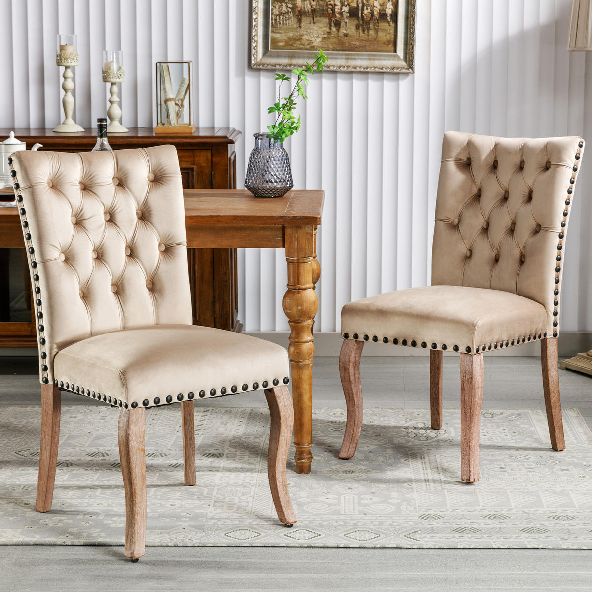 POLSTERSTUHL mit Kissen und Samtbezug Cappuccino 63x49x95 cm Textil 2er-Set - Cappuccino, Textil (63/95/49cm) - SONNENH