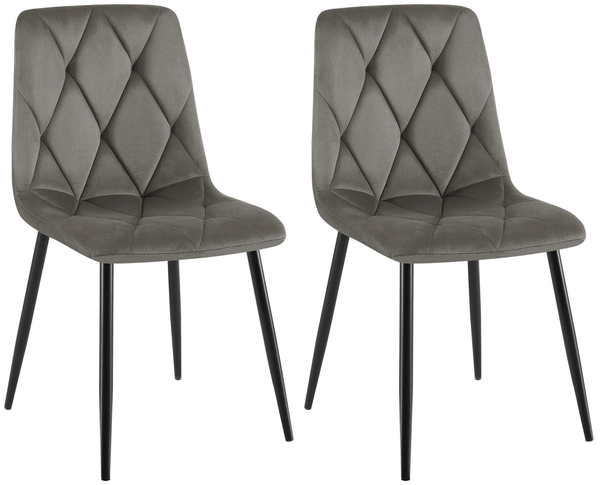 STUHL 2er Set Samt Anthrazit - Anthrazit/Schwarz, Textil/Metall (45/85/55cm) - CLP