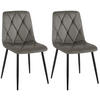 STUHL 2er Set Samt Anthrazit - Anthrazit/Schwarz, Textil/Metall (45/85/55cm) - CLP