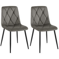 STUHL 2er Set Samt Anthrazit - Anthrazit/Schwarz, Textil/Metall (45/85/55cm) - CLP
