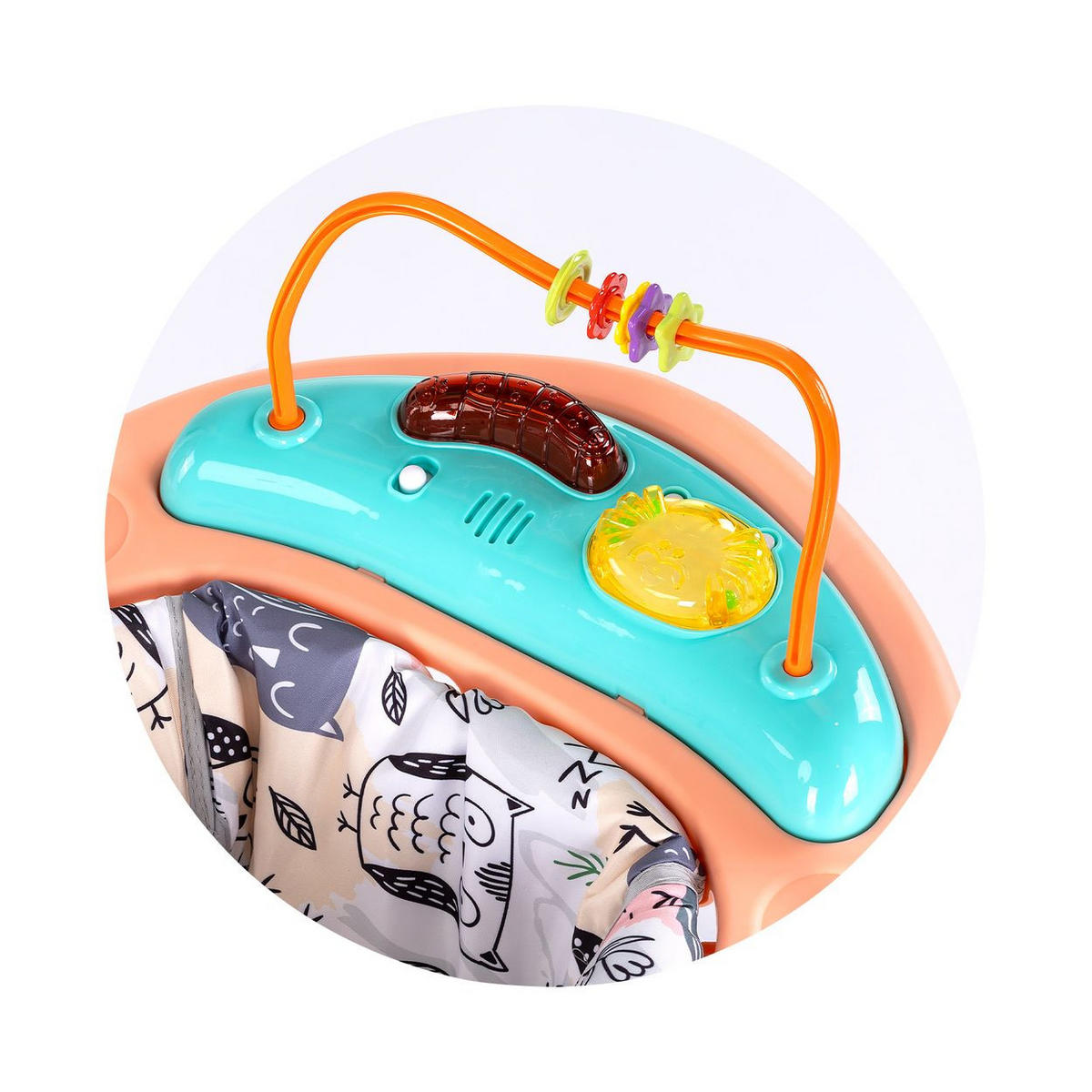 HOPSER Jumpy Joy Musik Licht rosa Tiere Hängespielzeug Motorikspielzeug - Rosa, Metall (66/71/71cm) - Chipolino