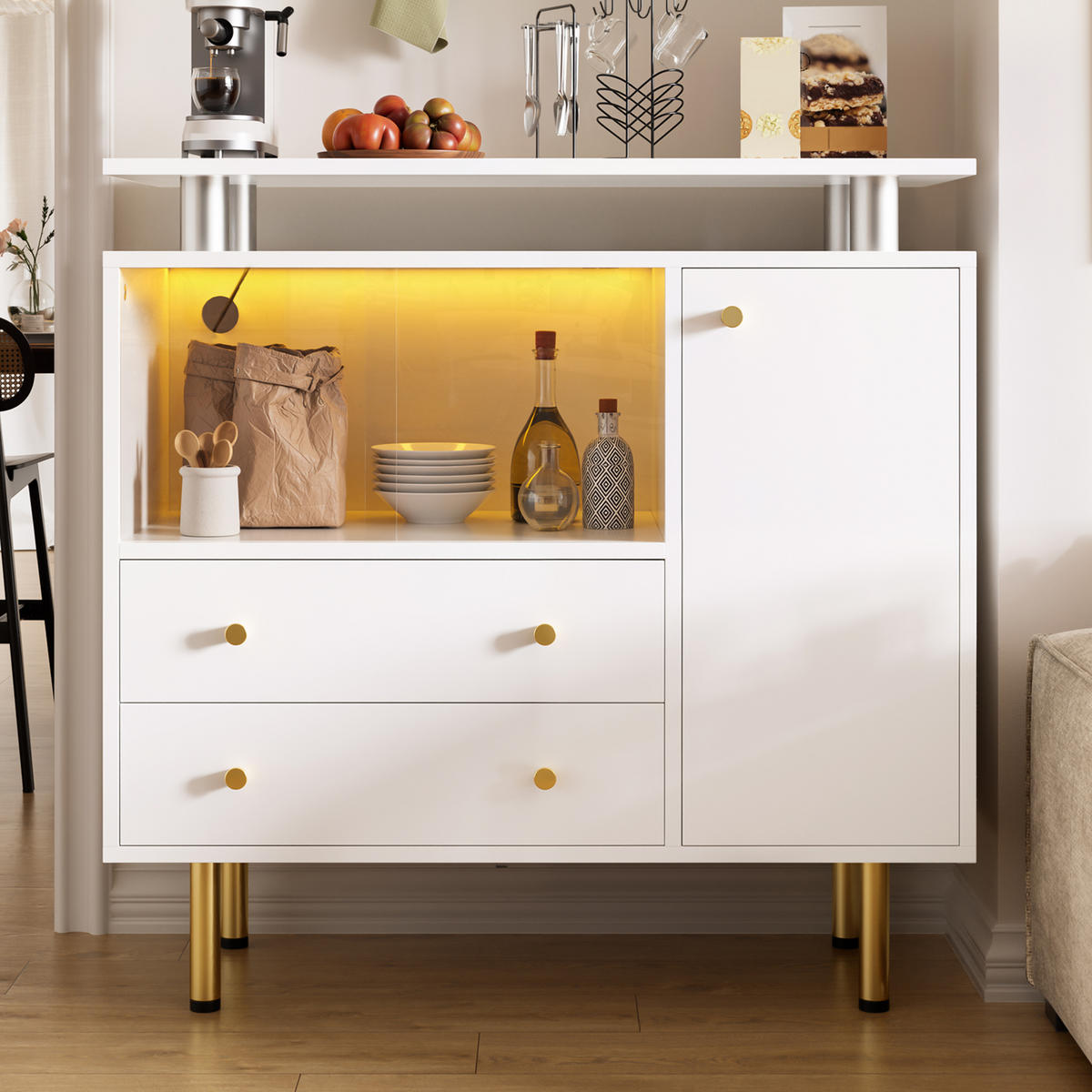 SIDEBOARD Weiß 80/35/80 cm - Weiß, Glas (80/80/35cm) - PANGIVO