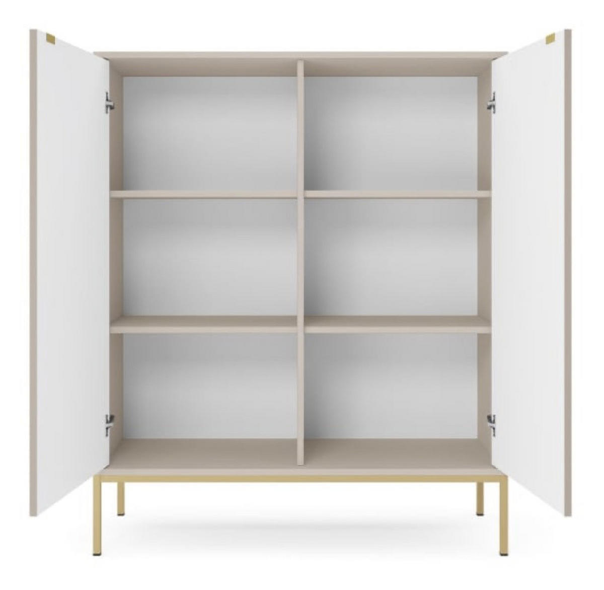 KOMMODE Kaschmir NEW K104 Gerillt Goldfarben Mit Regalen - Ecru, Holzwerkstoff (104/125/39cm) - Sepro Meble