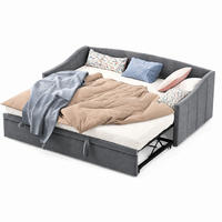 SCHLAFSOFA , veloursbezogen, 3-fach umwandelbar, mit Ausziehfunktion und Stauraum grau - Grau, Metall (190/74.5/210cm) - Joyfair