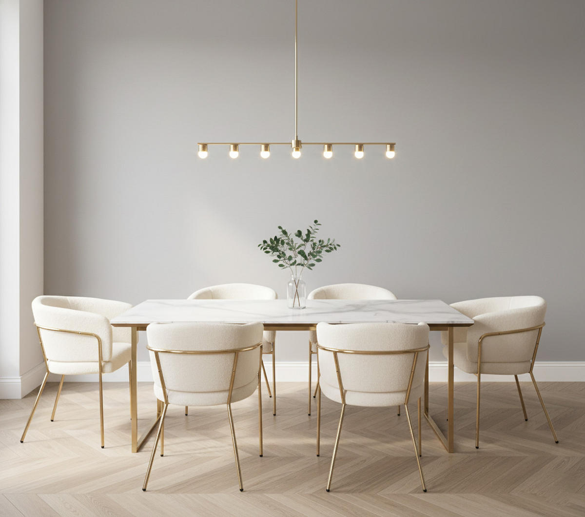 ESSZIMMERSTÜHLE Beige Kunstfell mit Metallbeinen - Beige/Goldfarben, Textil (57/77/57cm) - Urban Meuble