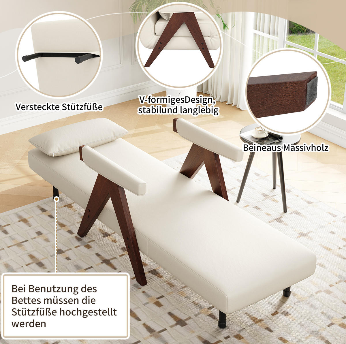 KLAPPSESSEL Leinenstoff 3-in-1 mit 6-fach verstellbarer Rückenlehne 87/64/60 cm Dunkelbraun - Dunkelbraun, Textil (87/64/60cm) - Redom