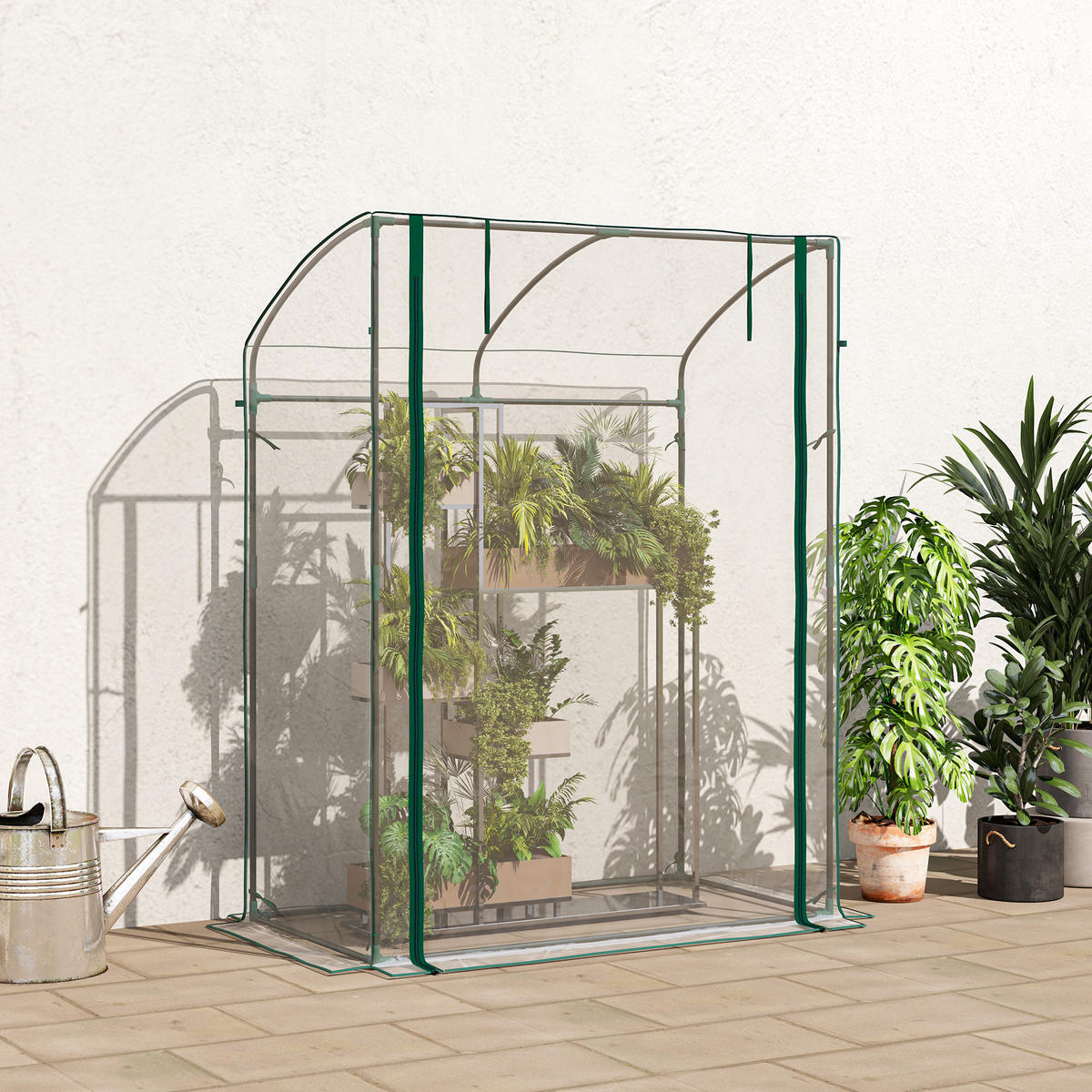 GEWÄCHSHAUS DE-05776 Gebogendach, winterfest, mit Tür Transparent - Transparent, Kunststoff/Metall (70/170/128cm) - ComfortXL