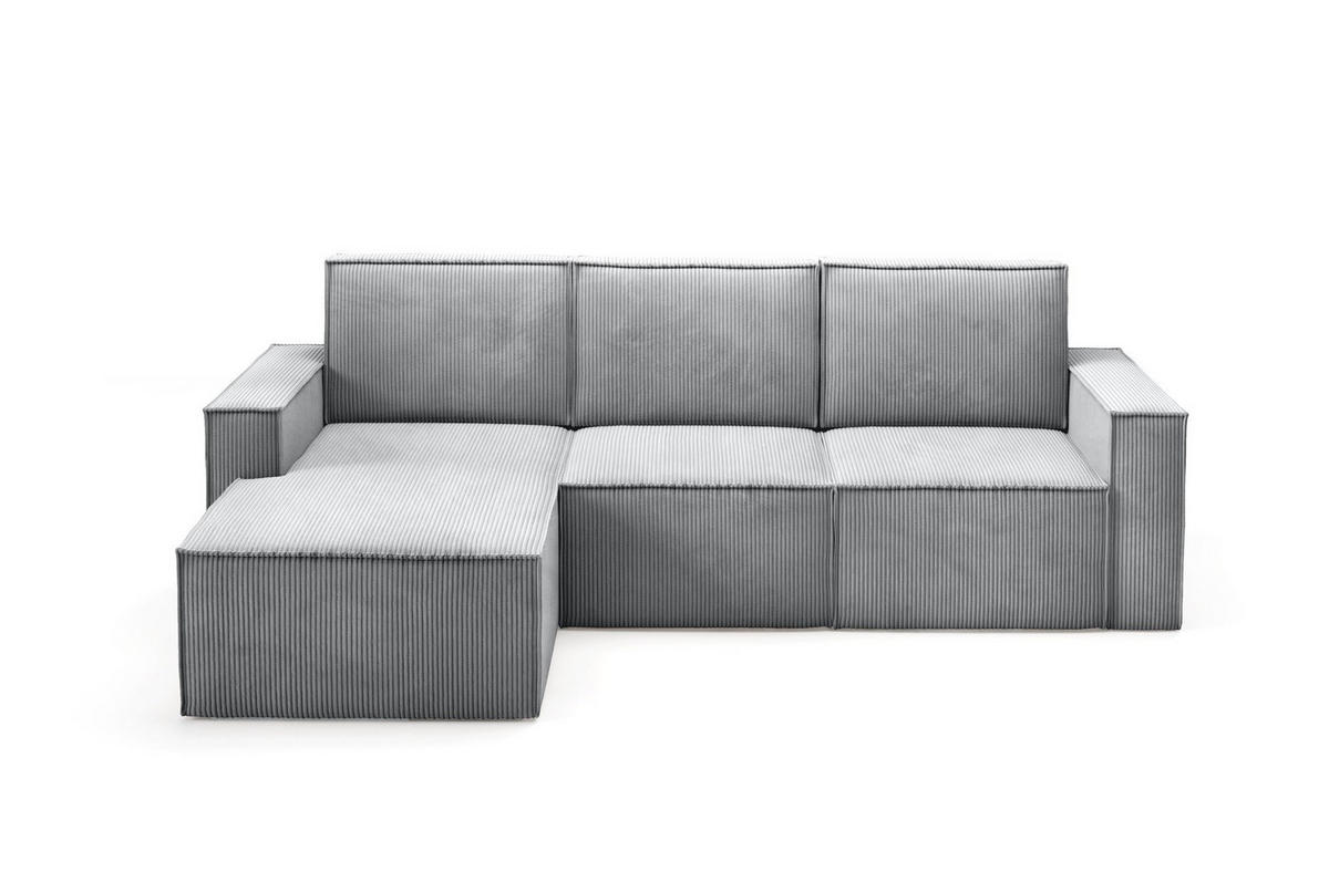 ECKSOFA Orto Hellgrau, Dreisitzer Kordecksofa rechte seite - Hellgrau, Holzwerkstoff/Textil (180/142cm) - Bettso
