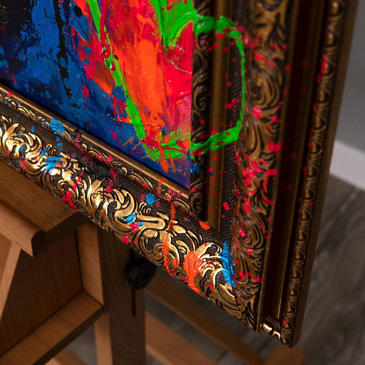 GEMÄLDE Farbrhythmus Schattenfugenrahmen Gold 120x80 cm - Goldfarben, Holz (120/80cm) - YS-art gallery